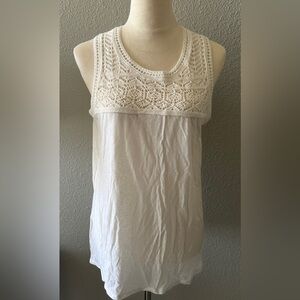 LOFT White Crochet Accent Tank Top